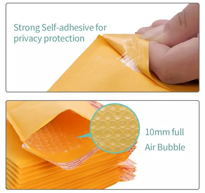 Sobre encoixinat de paper groc Cartells de bombolles Kraft (1)