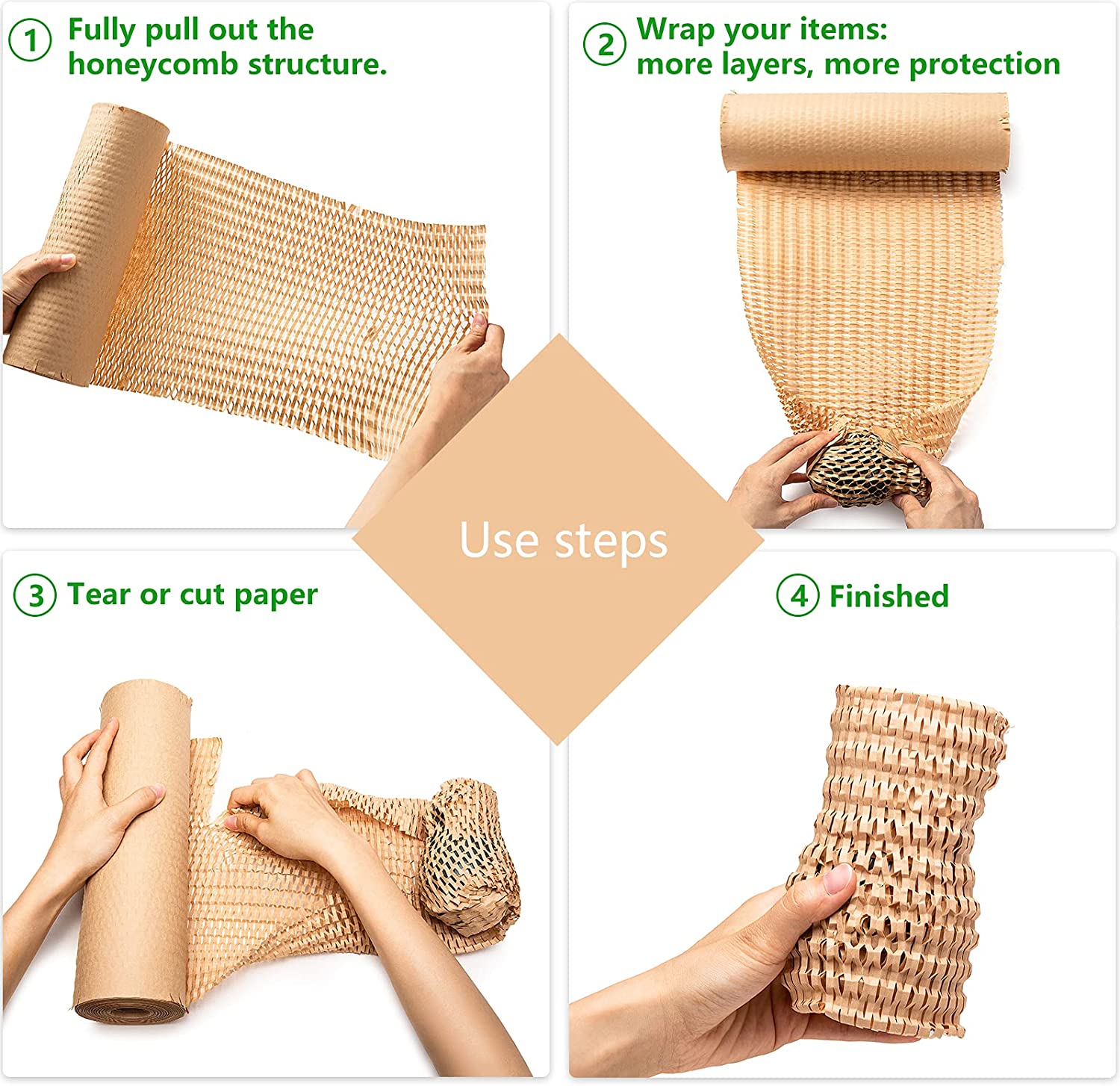 „Honeycomb“ pakavimo popieriaus įvyniojimas perdirbtas pagalvėlės vyniojimo ritinys (4)