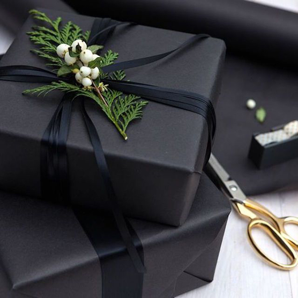 Stylish wrapping paper in matte black